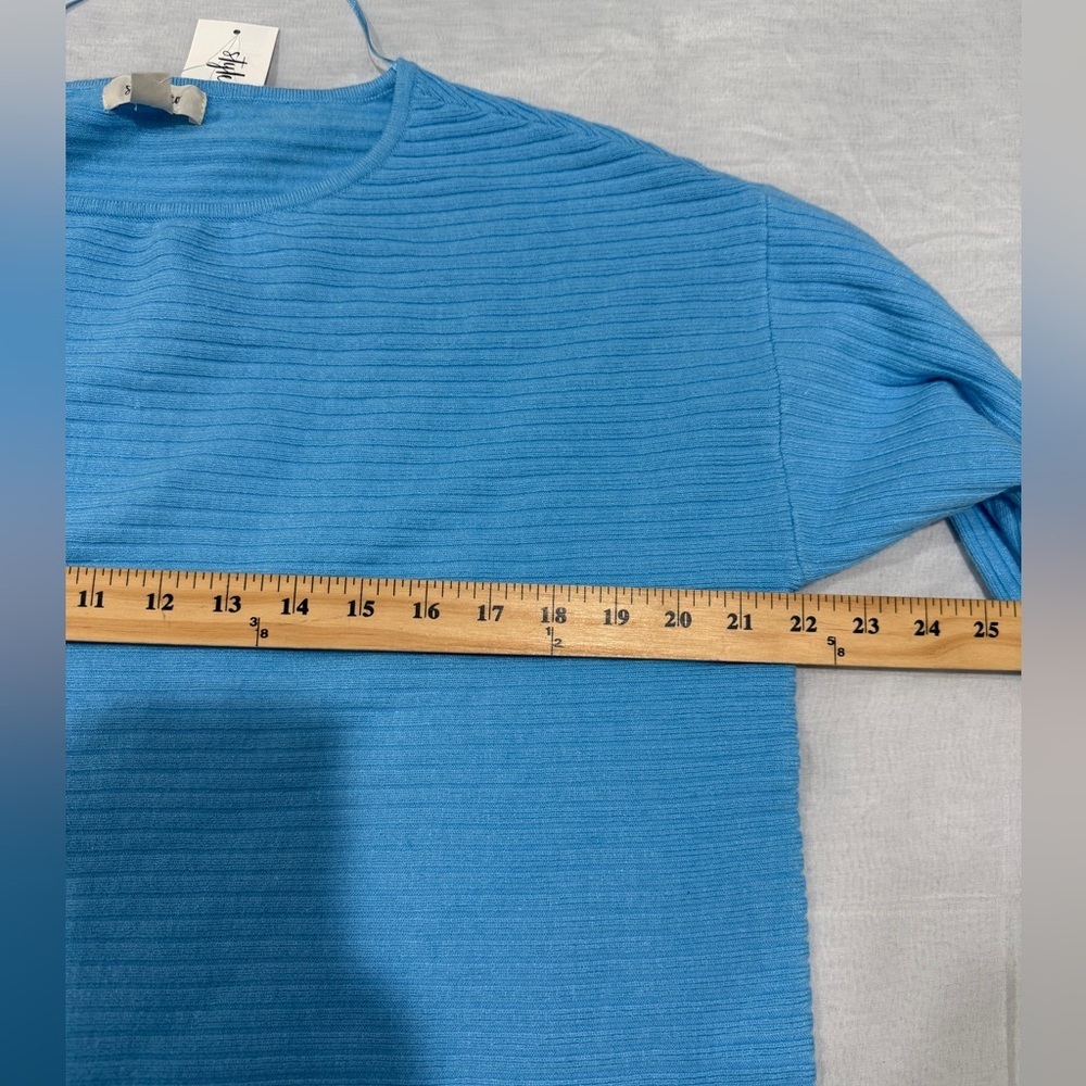Style & Co Boatneck Rib Pullover Oversized Sweater Bright Skies Size Small NWT - Picture 4 of 8
